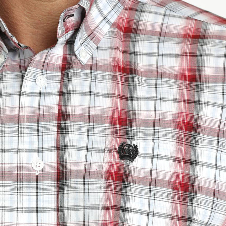 Cinch - Men's Short Sleeve Button-Down Red Plaid
