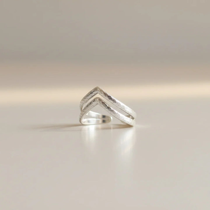Flint and Feather- Twin peak ring