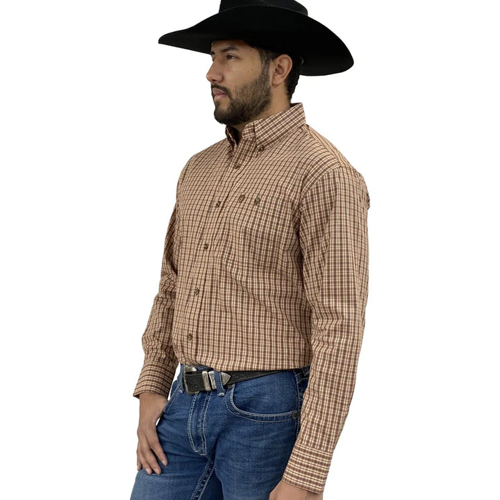 Wrangler - Men's Long Sleeve George Strait One Pocket Brown