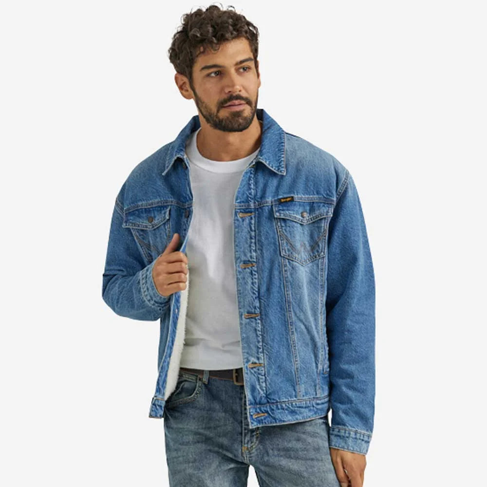 Wrangler Men's Jacket Sherpa Lined Western Denim
