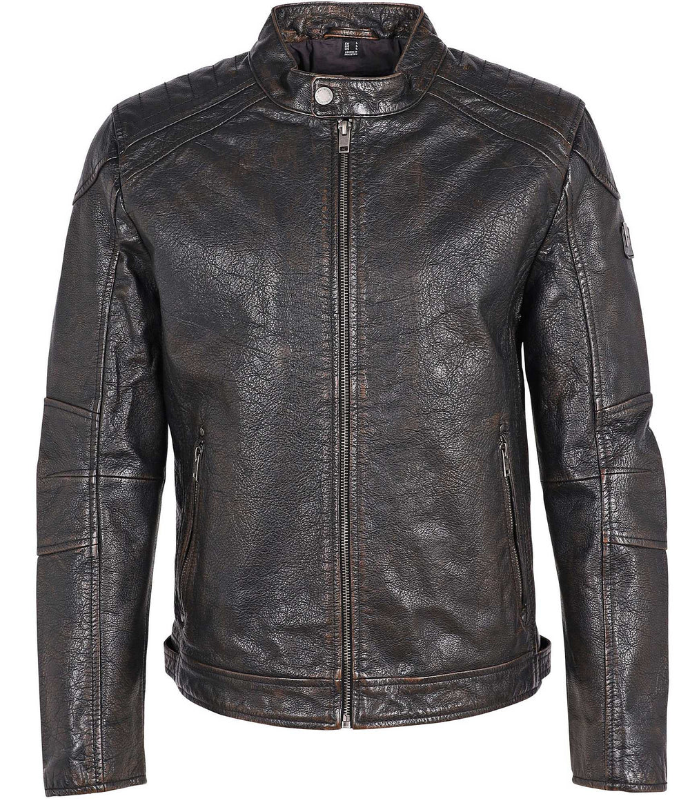 Mauritius - Brent CF Men's Black Leather Jacket