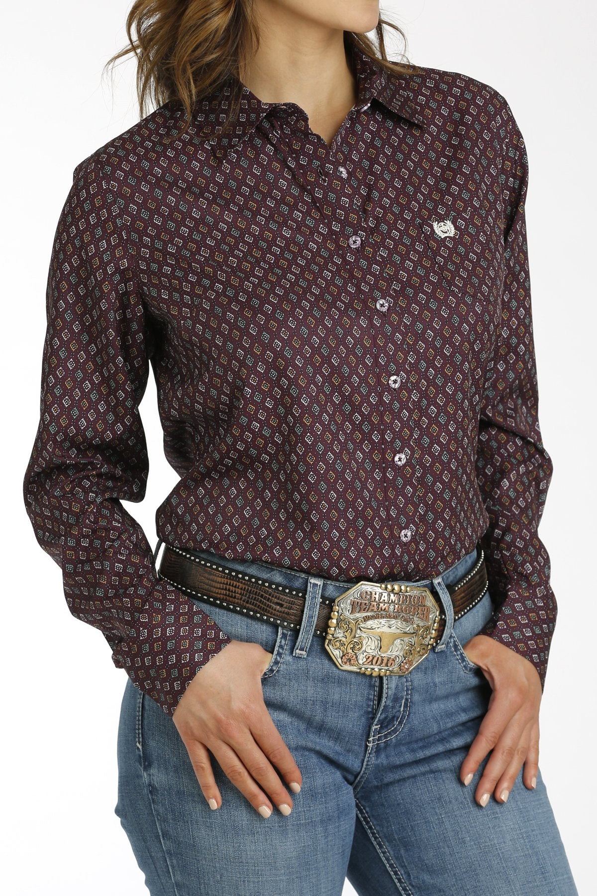 Cinch - Women's Long Sleeve Button-Down Arenaflex Geo Purple (XXL Only)
