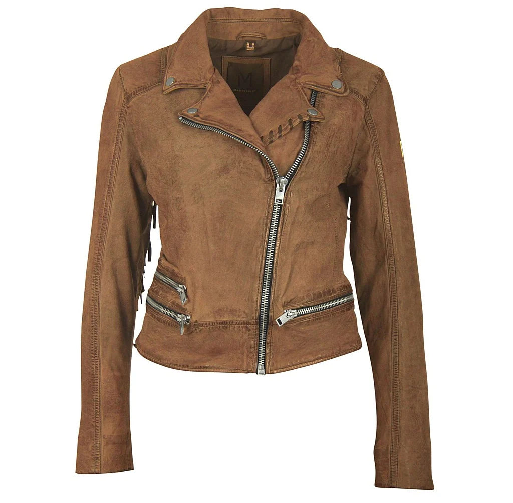 Mauritius - Women's Zoe Leather Jacket - Cognac