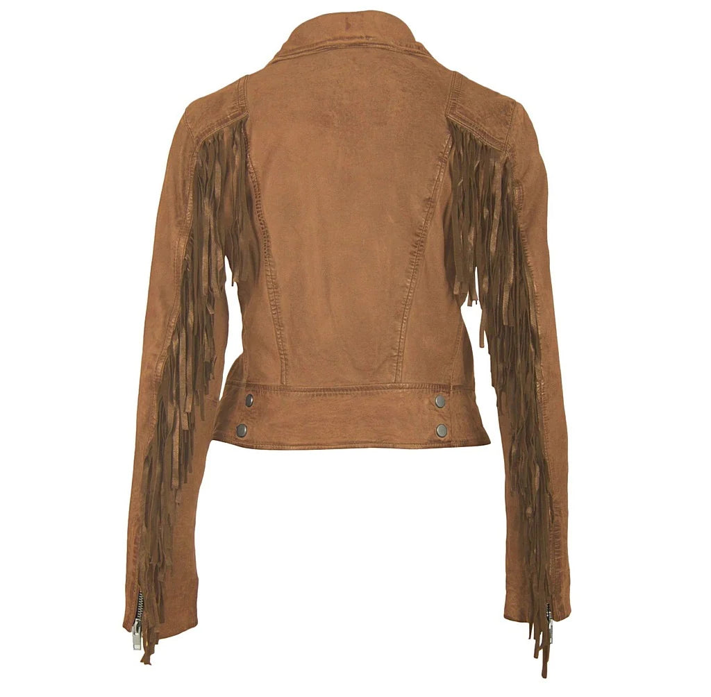 Mauritius - Women's Zoe Leather Jacket - Cognac