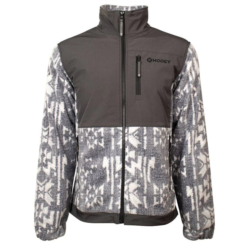 Hooey - Mens Tech Jacket - Charcoal Texture Full Zip with Aztec Fleece