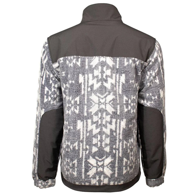 Hooey - Mens Tech Jacket - Charcoal Texture Full Zip with Aztec Fleece