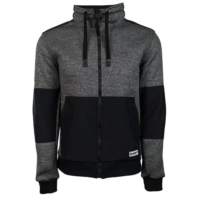 Hooey - Mens Sweater Jacket - Charcoal Full Zip with Black Accents