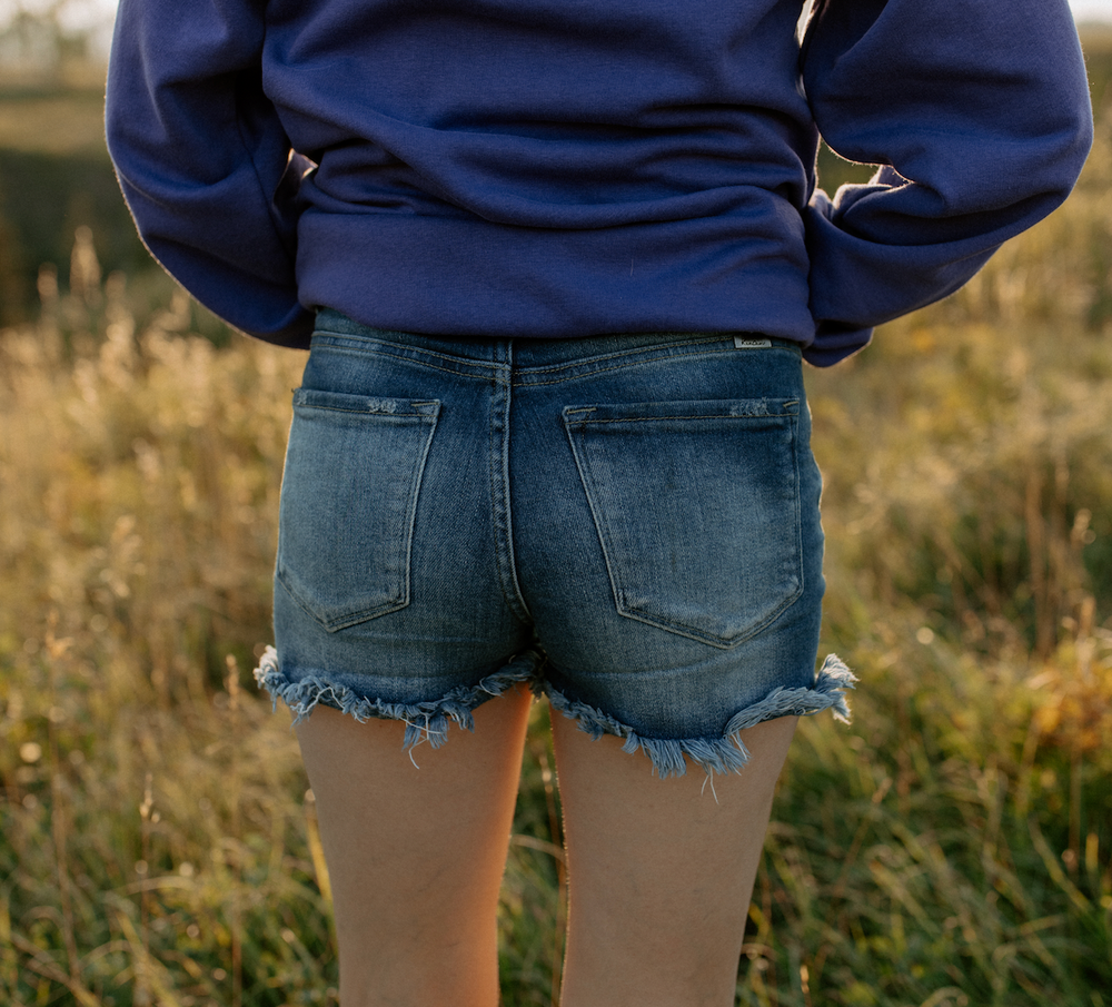 KanCan Denim High Rise Detail Shorts